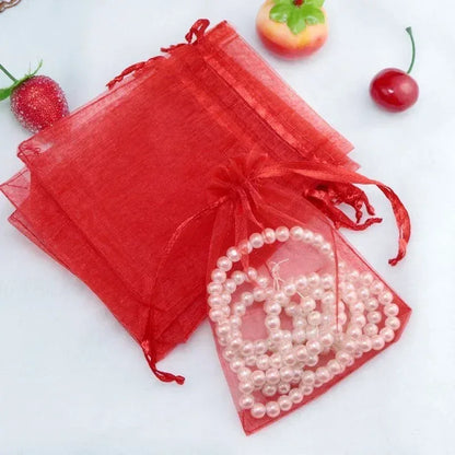 1-100 Drawstring Mesh Bags Packaging Christmas Candy Jewelry Cosmetic Wedding Pocket Gift Bag Multicolor Drawable Organza Pouch
