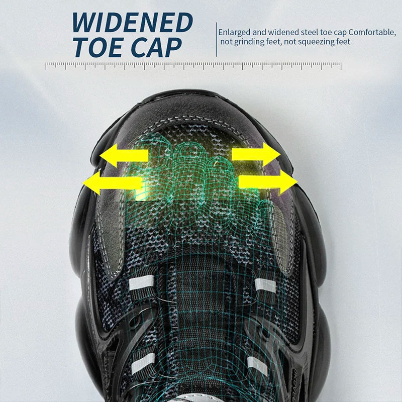 Rotating Button Protective Safety Shoes Men Steel Toe Sneakers Air Cushion Work Shoes Man Puncture Proof Work Safety Boots