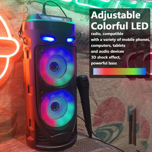 30W Wireless Column Big Power Stereo Portable Bluetooth Speaker Subwoofer Bass Party Speakers with Microphone Family Karaoke USB by PDG ibma