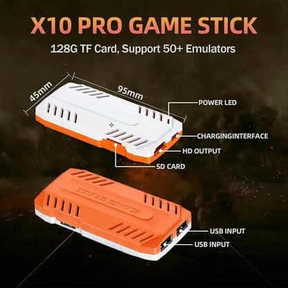 2026 New X10 PRO GameStick 128G 4K Video Game Console 3D Games Built-In 50K Games 40+ Emulators Retro Games Dual 2.4G Controller