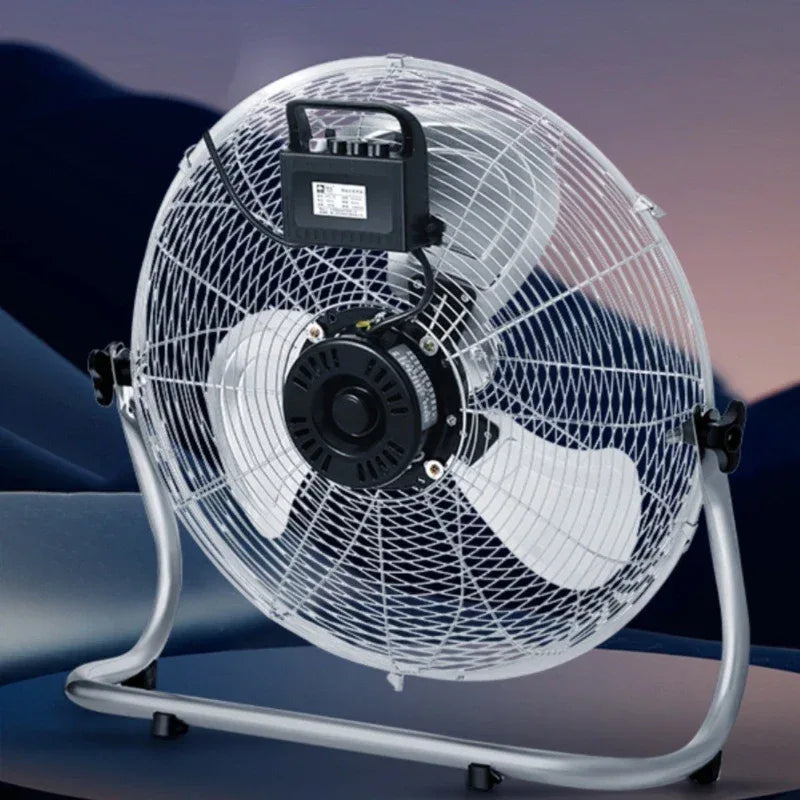 Commercial-Grade 360° Oscillating Pedestal Fan with Wide-Angle Airflow, Silent High-Power Industrial Blower for Factories/Homes