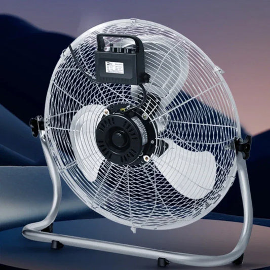 Commercial-Grade 360° Oscillating Pedestal Fan with Wide-Angle Airflow, Silent High-Power Industrial Blower for Factories/Homes