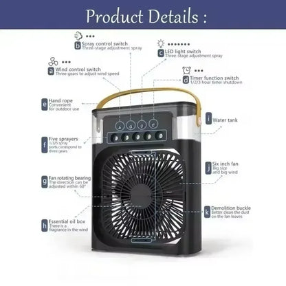 500mL Tank Portable Evaporative Air Cooler - Doubles As Fan, Humidifier; Quiet Mist Spray for Home, Room, Camping, Car, Office