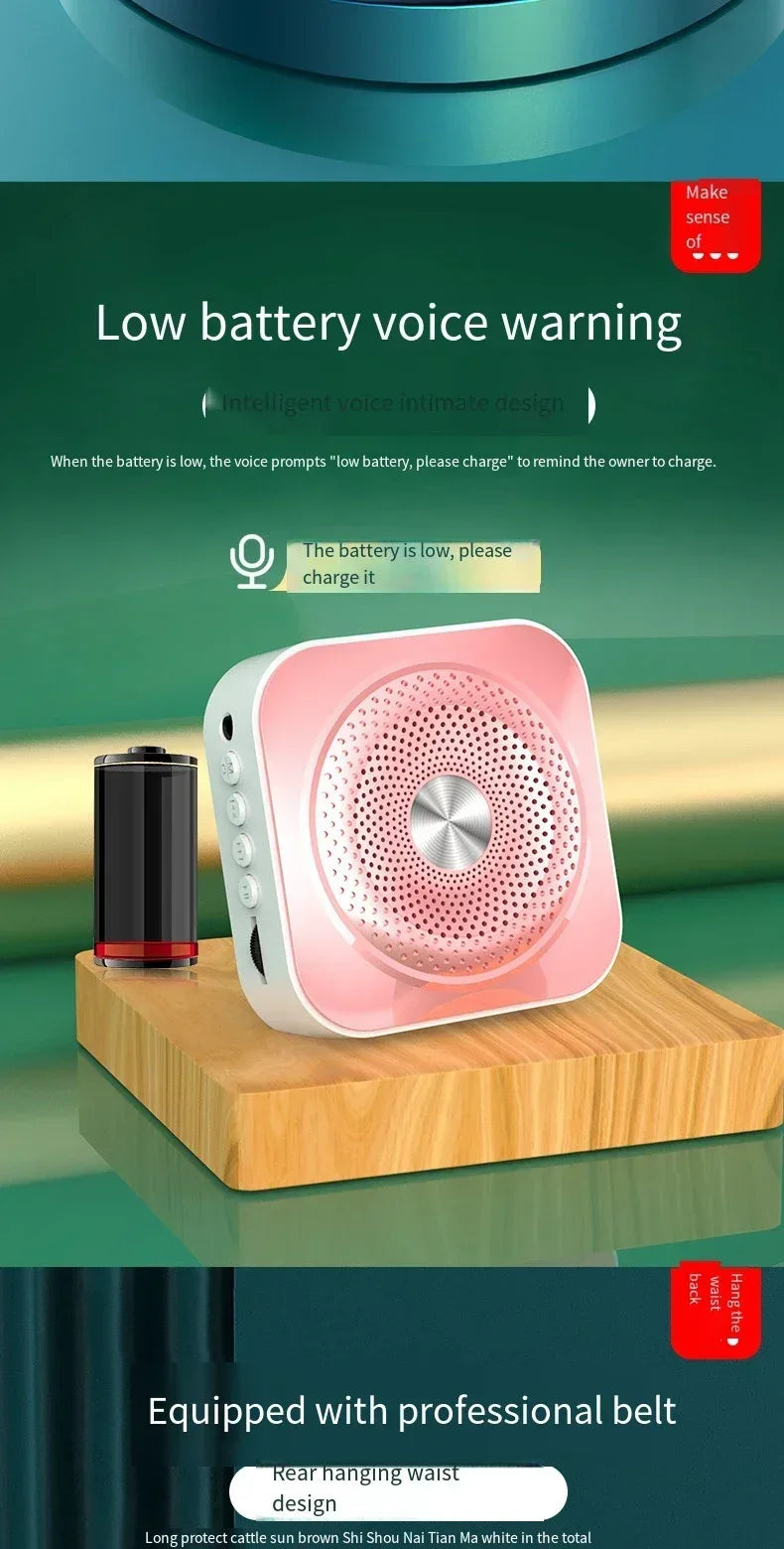 Mini Bee Megaphone Portable Charge Bluetooth4.0 Compatible Megaphone With Lavalier Microphone Waist Hanging Voice Amplifier TF