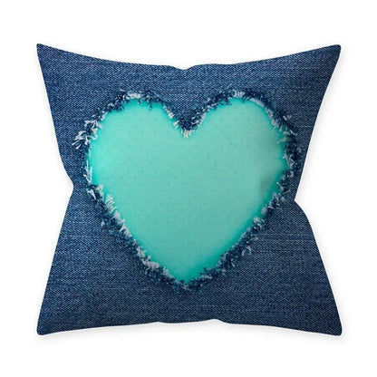 Teal Blue Cushion Cover Decorative Sofa Cushions Polyester Geometric Pillow Covers 45x45 Throw Pillows Single Side Pillowcases