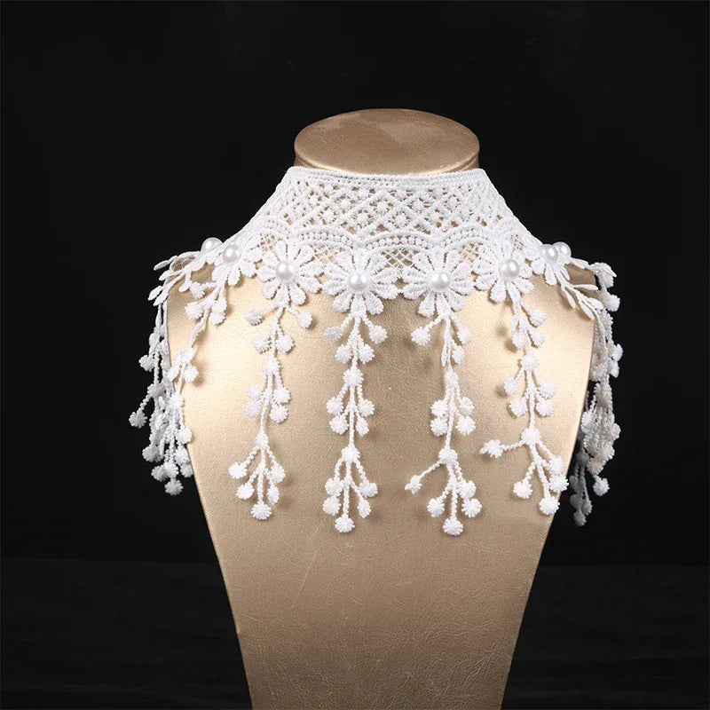 Gothic Victorian Black Lace Necklace Women Girl Boho Crystal Tassel Sexy Lace Choker Steampunk Dark Loli Style Halloween Jewelry