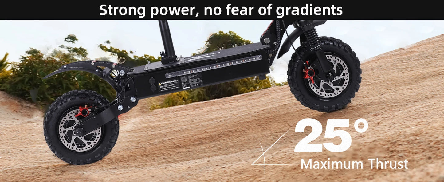 J30 MAX Electric Scooter Dual 3000W Motors 60V38Ah Battery 11" Off Road Tire 85KMH Top Speed 100KM Range 440lbs Load Disc Brakes