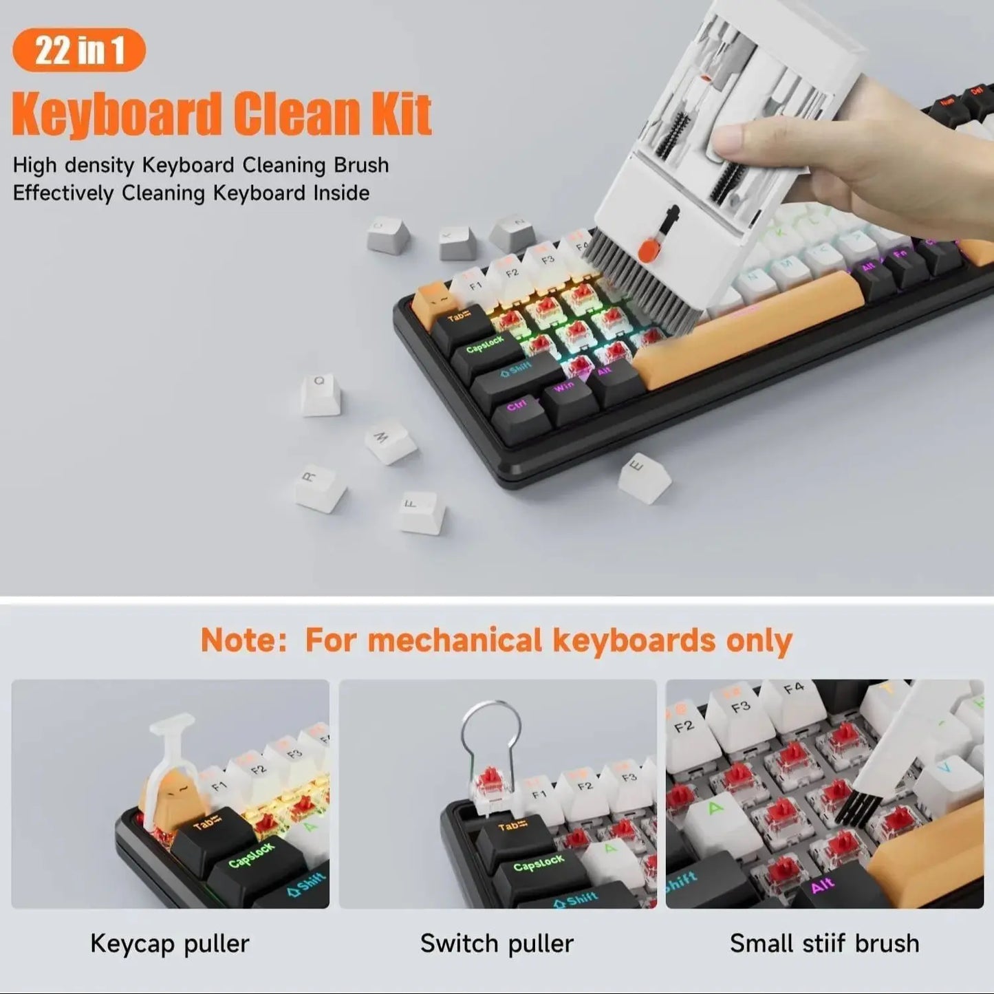 All-in-One Multi-Tool Cleaning Kit for iPhone, AirPods, Android, Earbuds, Keyboard, USB-C Port Dust Removal, with Soft Brushes,