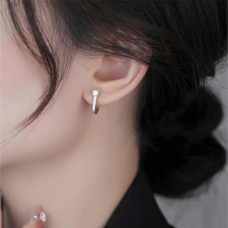 Fine Jewelry Pass Diamond Tester Pen Moissanite Hoop Earrings For Women With GRA S925 Sterling Silver For Women Ear Clasps
