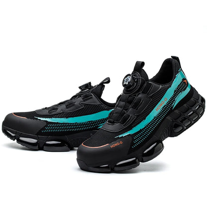 Rotating Button Protective Safety Shoes Men Steel Toe Sneakers Air Cushion Work Shoes Man Puncture Proof Work Safety Boots