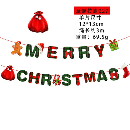 Christmas Banner Tree Ornaments Merry Decoration for Home 2025 Santa Claus Pendant Xmas Gifts New Year 2026 Flag Party Pulling
