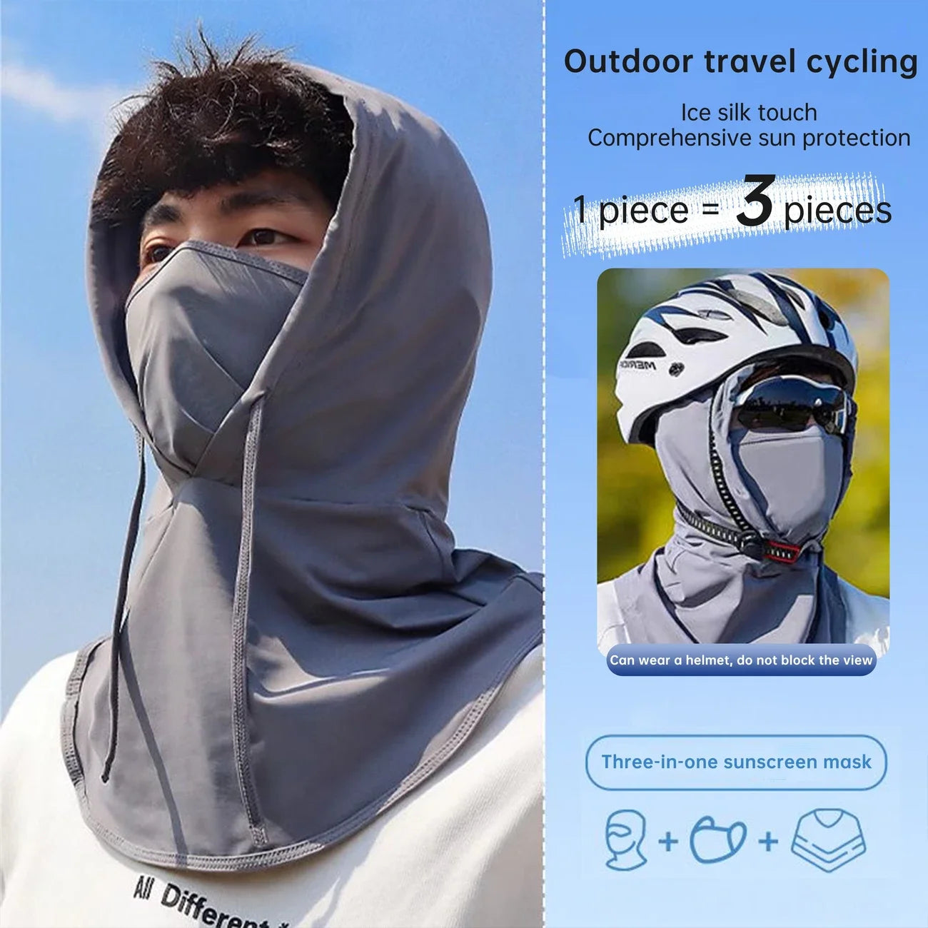 UV Protection Classic Cooling Balaclava Breathable Ice Silky Full Face Mask For Cycling Travel Outdoor Sports UPF50+ Balaclava