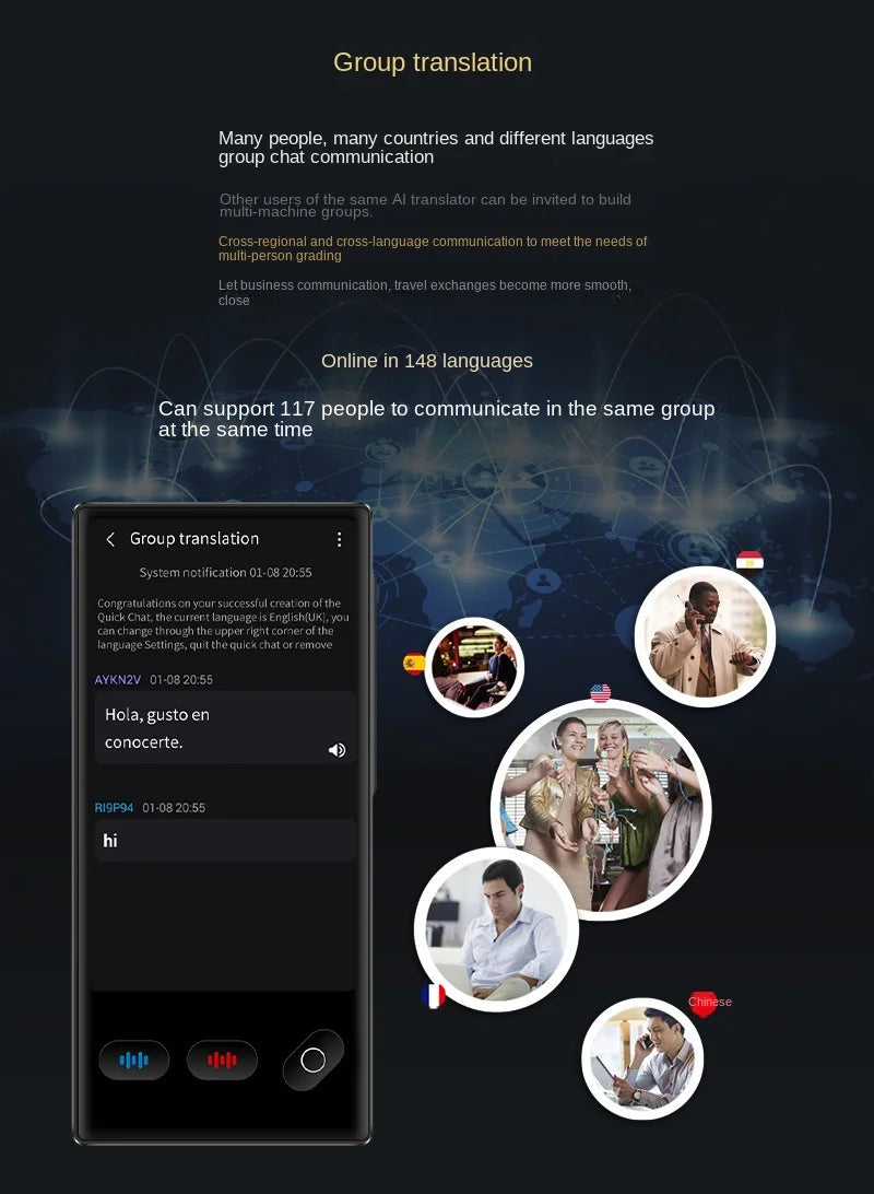 Portable S35 Translator Device Big Screen 148 Languages Voice Tradutor Intelligent Real-time Translating Offline Translation