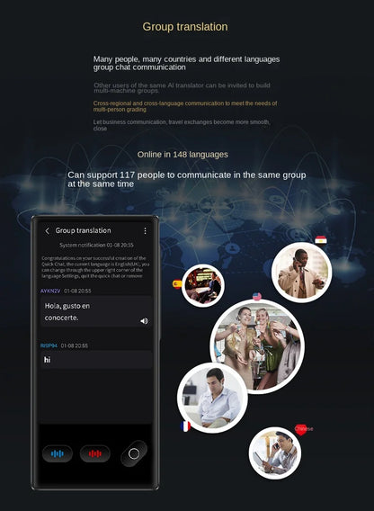 Portable S35 Translator Device Big Screen 148 Languages Voice Tradutor Intelligent Real-time Translating Offline Translation