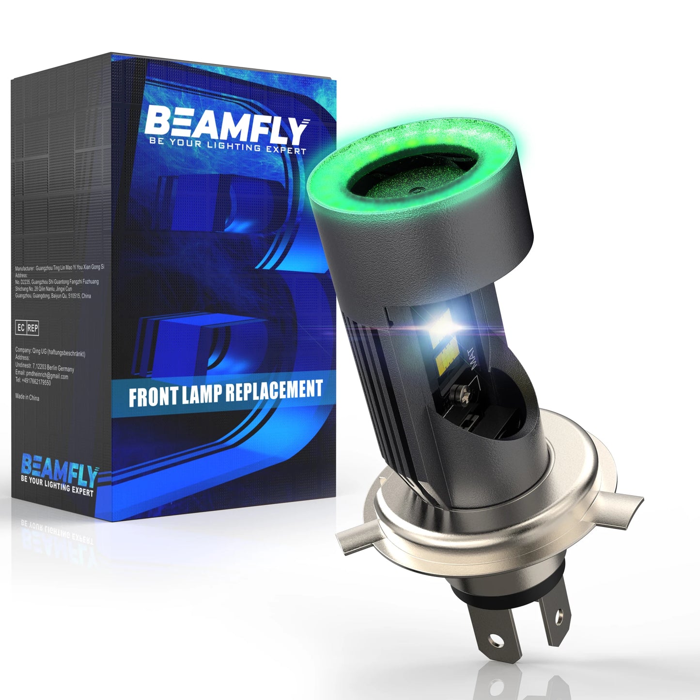 30W LED Headlight Bulb H4 Five Color Halo Ring HS1 P43T Auto Headlight EyeSuper 6000K Csp Plug&Play Motorcycle Bulb 1PC 12/24V