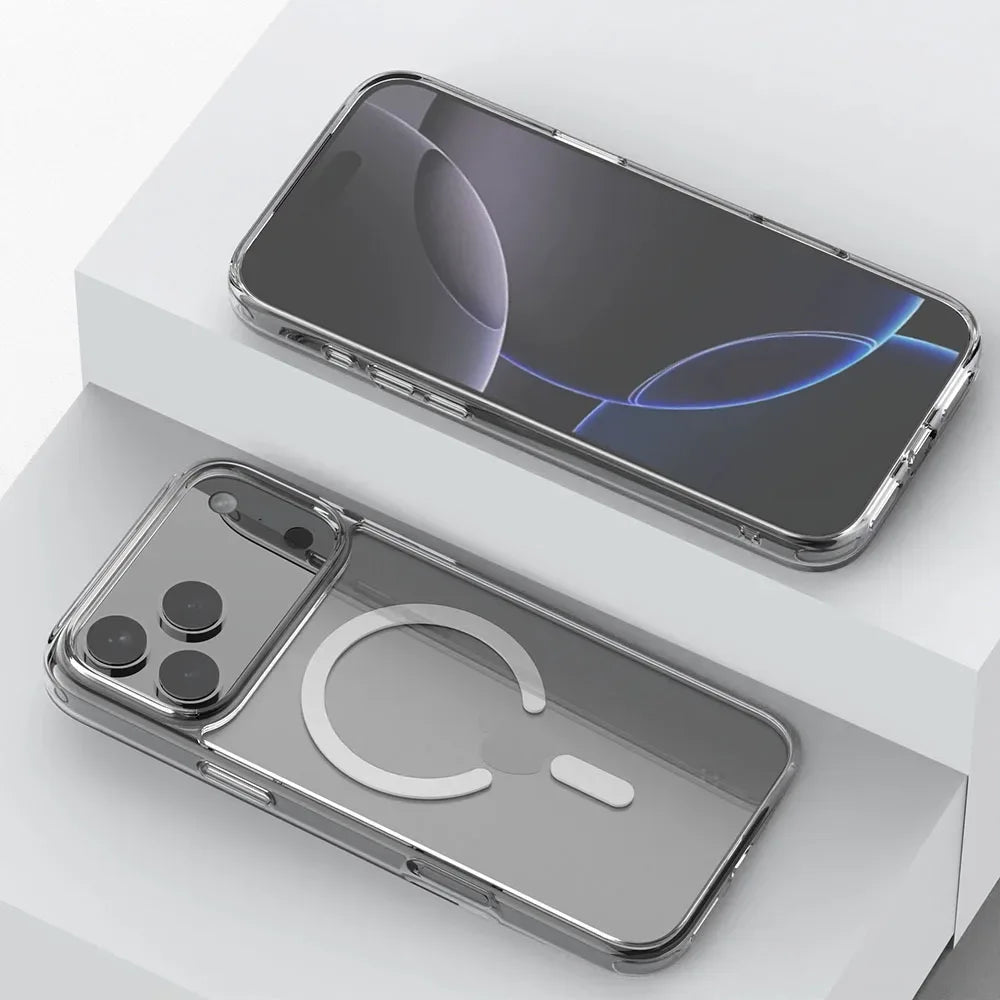 For Magsafe Magnetic Clear Shockproof Case For iPhone 17 Air 17Pro 17 Pro Max Wireless Charging Shockproof Hard PC Back Cover