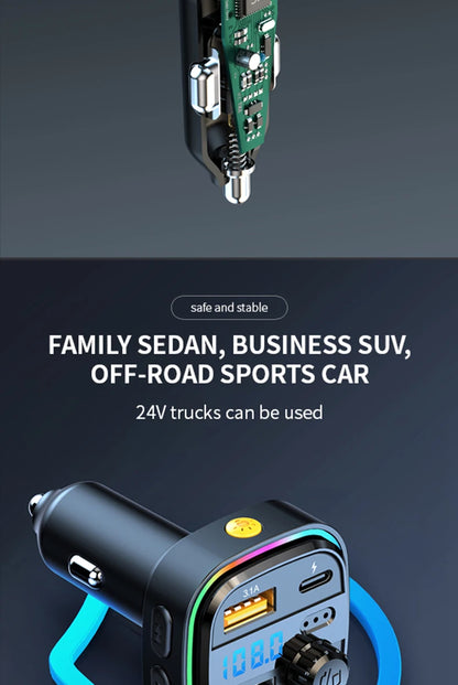 Newest C26 Bluetooth 5.0 FM Transmitter Handsfree Car Radio Modulator MP3 Player USB Super Quick Charge Adapter Car Accessories