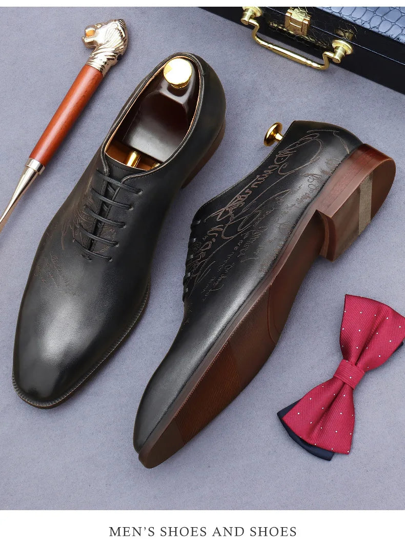 British Trend Mens Dress Shoes Elegant Genuine Cow Leather 2023 Autumn Designer New Style Oxfords Wedding Social Shoes Man