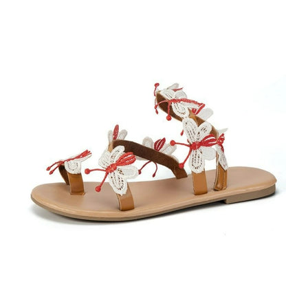 Summer New Women Sandals Flower Flat Sandals Bohemian Lightweight Sandals Outdoor Open Toe Sandal Plus Size Holiday Beach Shoes