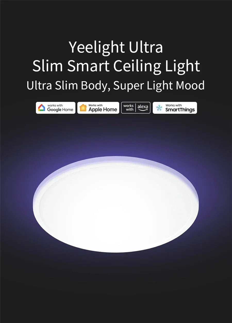 Global Version Yeelight Smart Ceiling Light RGB Wifi 18W/21W Dimmable 2700-6500K Ultra Slim Smart Voice Control Work with Mihome