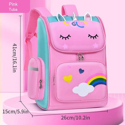 New CHILDREN'S Elementary School Students Schoolbag 6-12 Years Old Boys and Girls Shoulders Backpack 1-6 Grades Unicorn Cute Wat