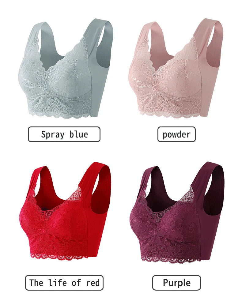 Bras For Women Underwear Plus Size Bra M-5XL Wire Free Brassiere Summer Wireless Bralette Push Up Sexy Lace Bra With Padding