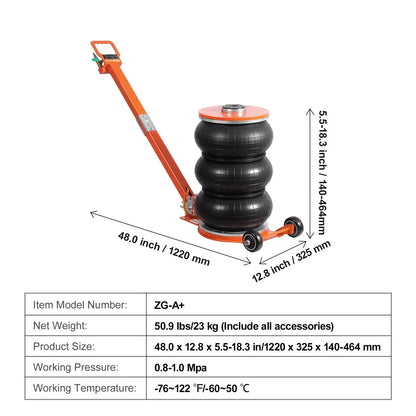 Air Jack 5 T/ 3T /11000 lbs Pneumatic Jack with Heightened Column for Sedan Adjustable Handle Pneumatic Air Jack