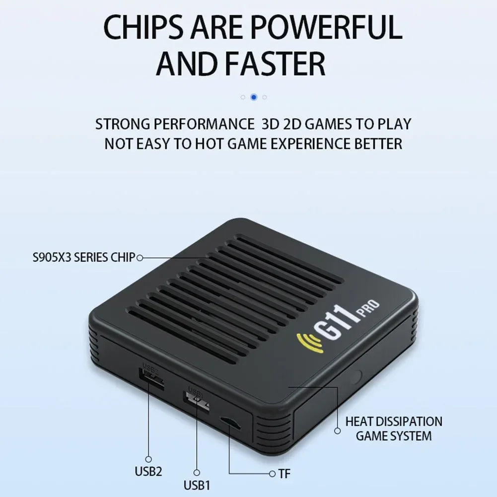 G11 Pro Video Game Box Built in 10000+ Retro Games HD Video Game Console Ultra Low Latency with 2.4G Wireless Dual Controllers