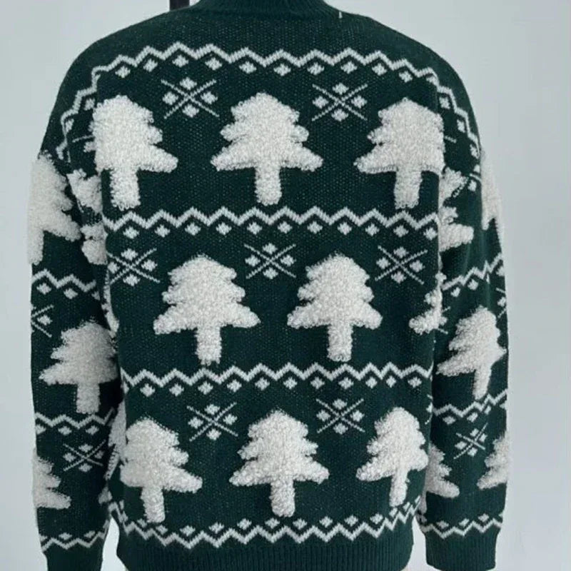 Winter 2025 Women Knitted Sweater 3D Santa Tree Print Warm Thick Jumpers Christmas Sweaters Long Sleeve Pullover Tops Xmas Look