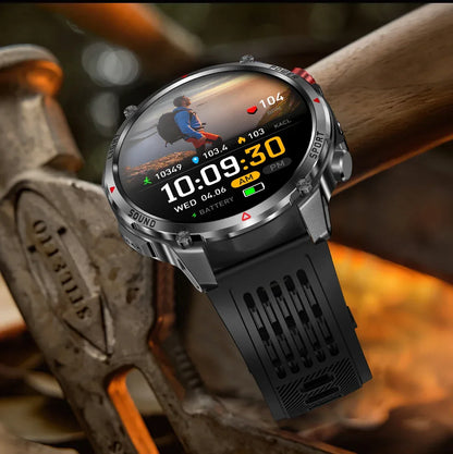 2026 Edition Military Outdoor Sports Smartwatch 1.7-inch AMOLED screen 1100 mAh battery LED flashlight Bluetooth call Waterproof
