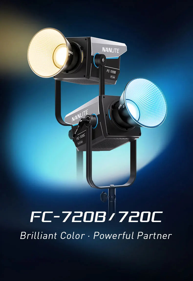 Nanlite FC-720B FC-720C Bowens Mount Video COB Fill Lighting Smart APP Control Bi-color / RGB 2 Version Available for Filmmaking