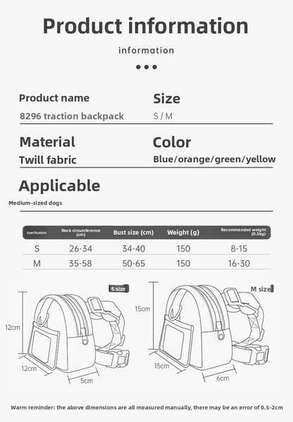 Pet Self Backpack Pet Self-backpack Cartoon Dog Chest Small Schoolbag Cat Dog Outdoor Travel Dog Backpack Pet Supplies Wholesale