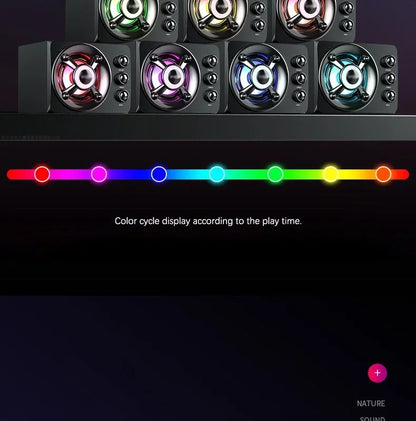 3D Hifi Stereo USB Active Bluetooth Speaker Computer Multimedia RGB Subwoofer AUX, USB, TF Suitable for TV, Computer Audio