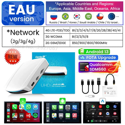 HDMI CarlinKit Android 13 CarPlay Ai Box SDM660 6225 Wireless CarPlay Android Auto Video TV Streaming Box for OEM Car 8G+128G