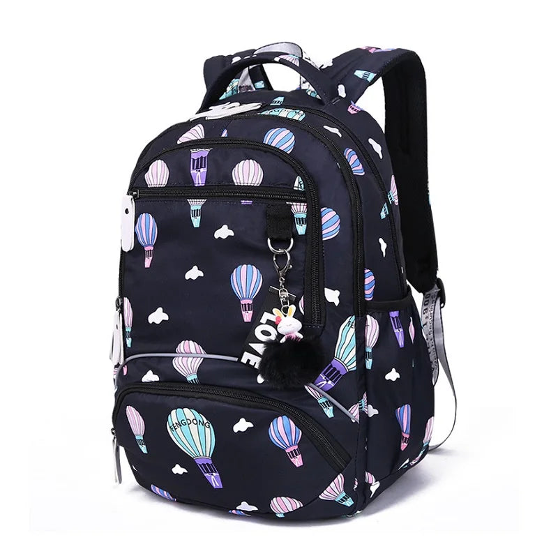 Cherry blossoms elementary school backpack for girls black pink floral bookbag fashion school bags for girls cute flower bookbag