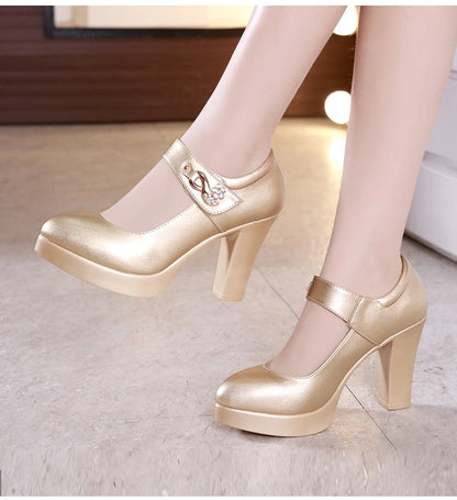5 8 10cm Small Size 32-44 Elegant Gold Silver Wedding Shoes Women Platform Pumps 2026 Block High Heels Shoes Dress Office Model