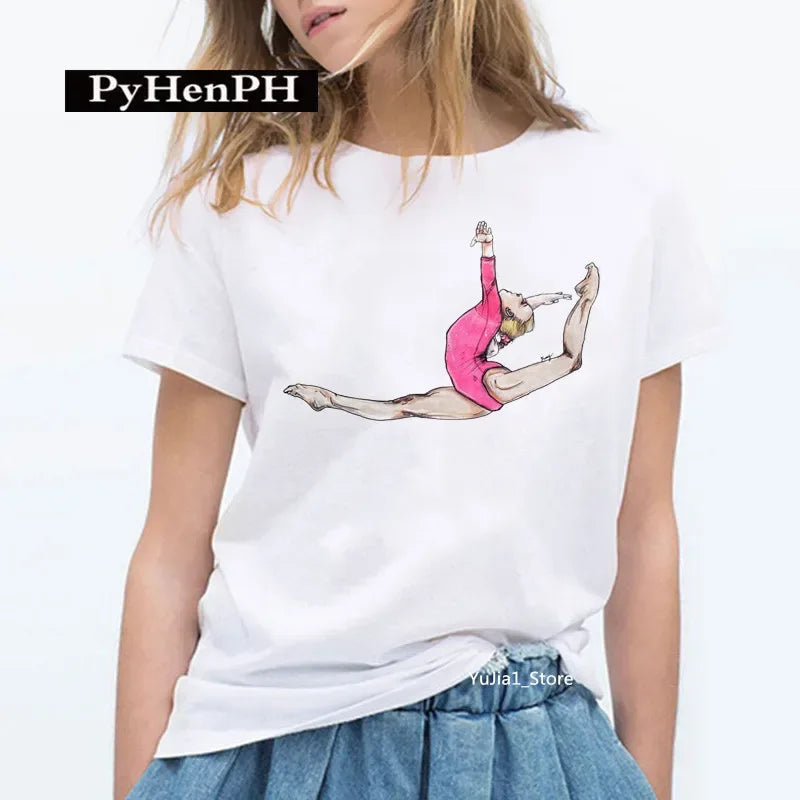 Gymnast Dancer T Shirt  Fashion Gymnast Artistic Gymnastics Printed T-shirt for Women Parent-child Clothing Oversized T Shirt