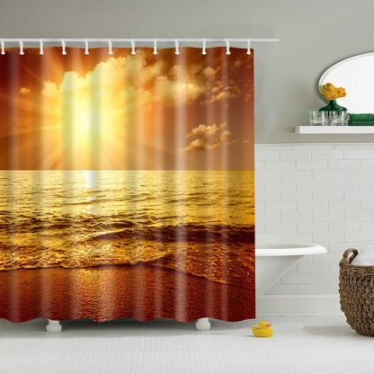 Customized Blue sky Beach Shower Curtain Modern scenery print Bathroom 3D Blackout curtain Large 180x200cm for bathroom cortina