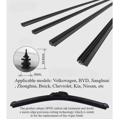 18inch 16inch Car Wiper Rubber Strip 28inch Rubber Integrated Boneless Wiper Blade 24inch 20inch Wiper Strip Replacement 2pcs