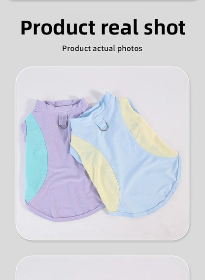 Dog cooling vest - summer sun protection, lightweight color block design, pet tank top, ice-cooling, breathable pet apparel
