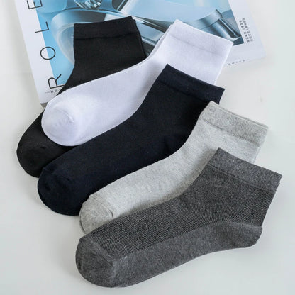 5Pairs Men Mesh Socks Organic Cotton Breathable Black White Business Sock Casual Athletic Spring Summer for Male Size EUR38-45