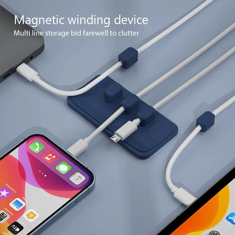 Magnetic Cable Management Holder Desktop Cable Clip Multipurpose Cord Keeper For Home Office For Mouse Charging Cables Storage