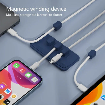 Magnetic Cable Management Holder Desktop Cable Clip Multipurpose Cord Keeper For Home Office For Mouse Charging Cables Storage