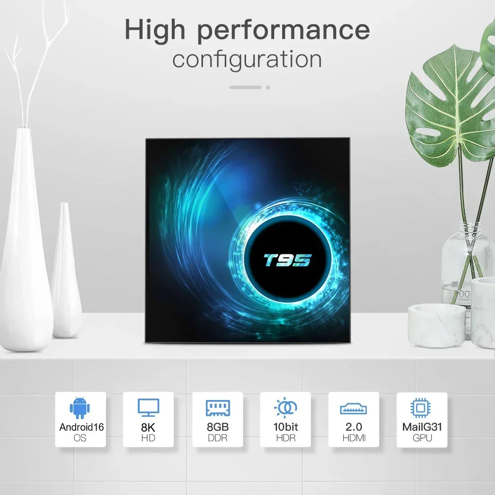 2026 New Android TV Box T95 Allwinner H616 Android 16 8GB+256GB  Dual Wifi BT5.4 Ultra HD Smart Home Theater TV Box Media Player