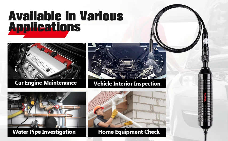 AUTEL MaxiVideo MV108S Digital Automotive Inspection Camera 8.5mm Ultra-Slim Borescope Snake Camera + LED Light