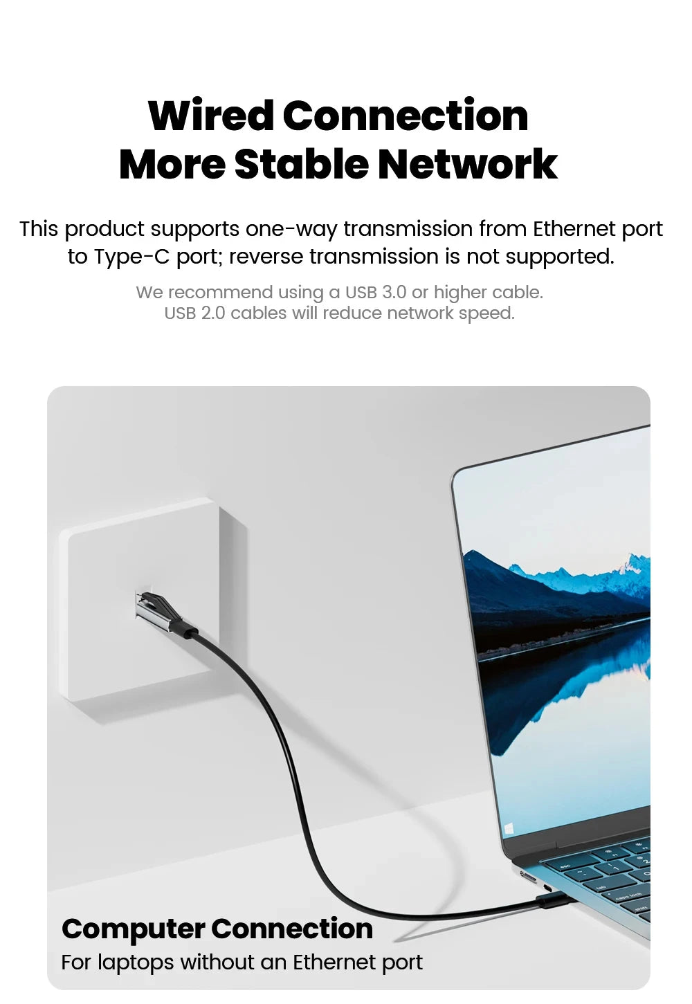 Kebidumei 1000Mbps USB C to Ethernet Adapter Gigabit USB C Female to RJ45 Male Network Converter for MacBook Pro iPhone 16 iPad