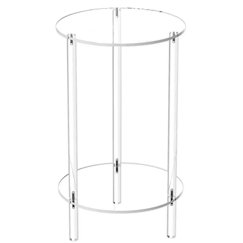 Table d'appoint ronde moderne en acrylique, idéale pour les petits espaces. Petite table d'appoint ronde transparente pour la décoration du salon et de la chambre.