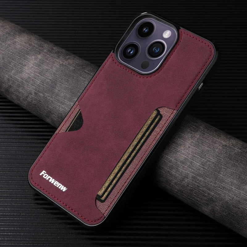 Retro Card Holder Phone Case for iPhone 17 16 15 14 13 12 11 Pro Max 16E Mini XS XR SE 7 8 Plus Busines Wallet PU Leather Cover