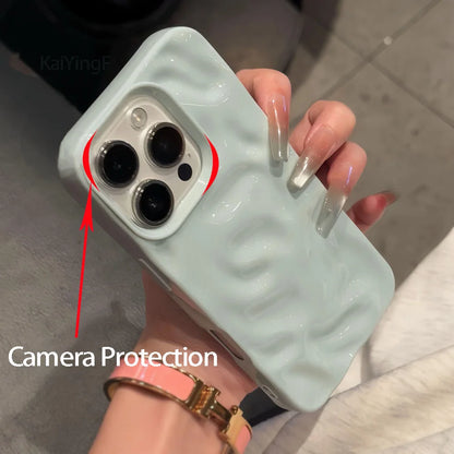 Luxury Soft Silicone For iPhone 11 12 13 14 15 16 17 Pro Max Plus Wave Fold Pattern Candy Bumper Back Cases Protective Cover