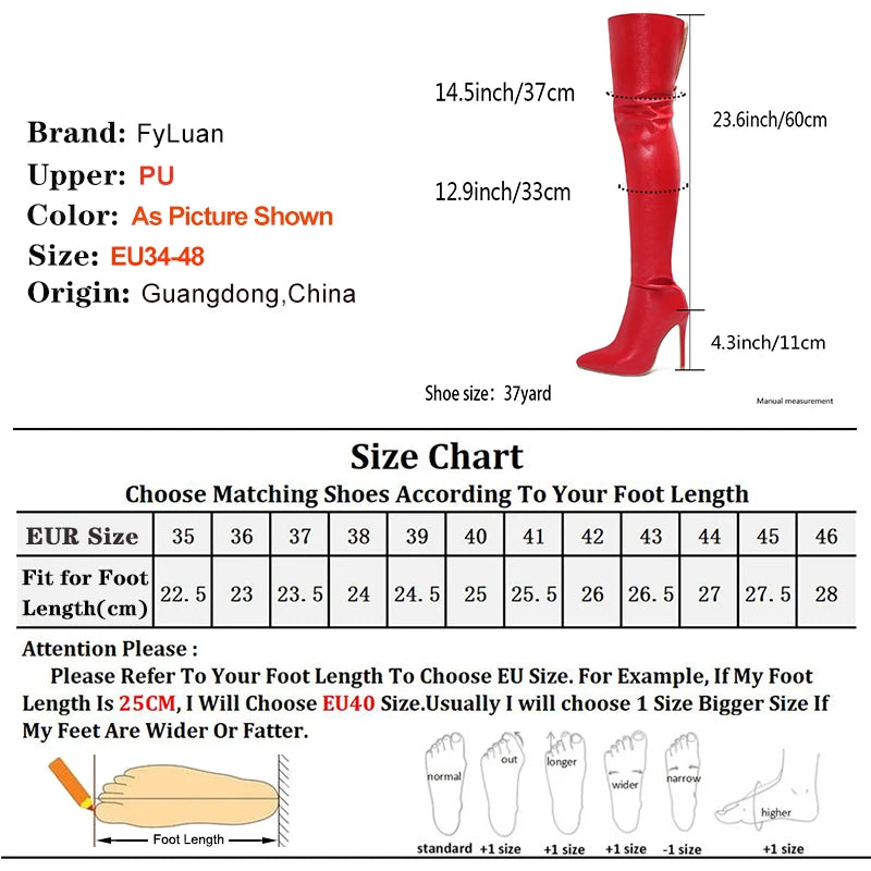 Size 34-48 White Boots For Woman Spring Autumn Stiletto Heels Back Zipper Pointed Toe Thigh Boots Over Knee T Show Shoes 11CM